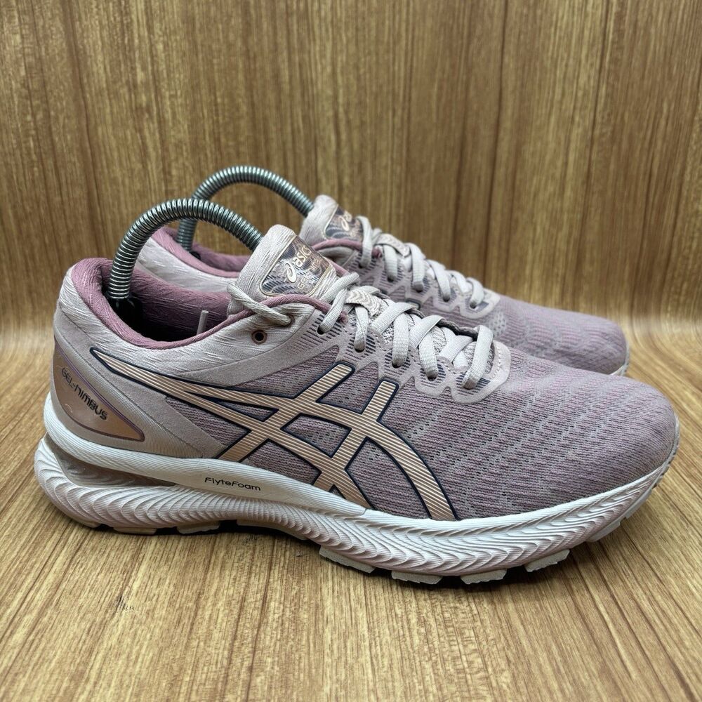 ASICS GEL NIMBUS 22 RUNNING ATHLETIC SHOES WOMEN’S SIZE 9.5 PINK‎ WHITE 1012A587